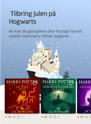 Screenshot with castle and Harry Potter audiobooks covers.